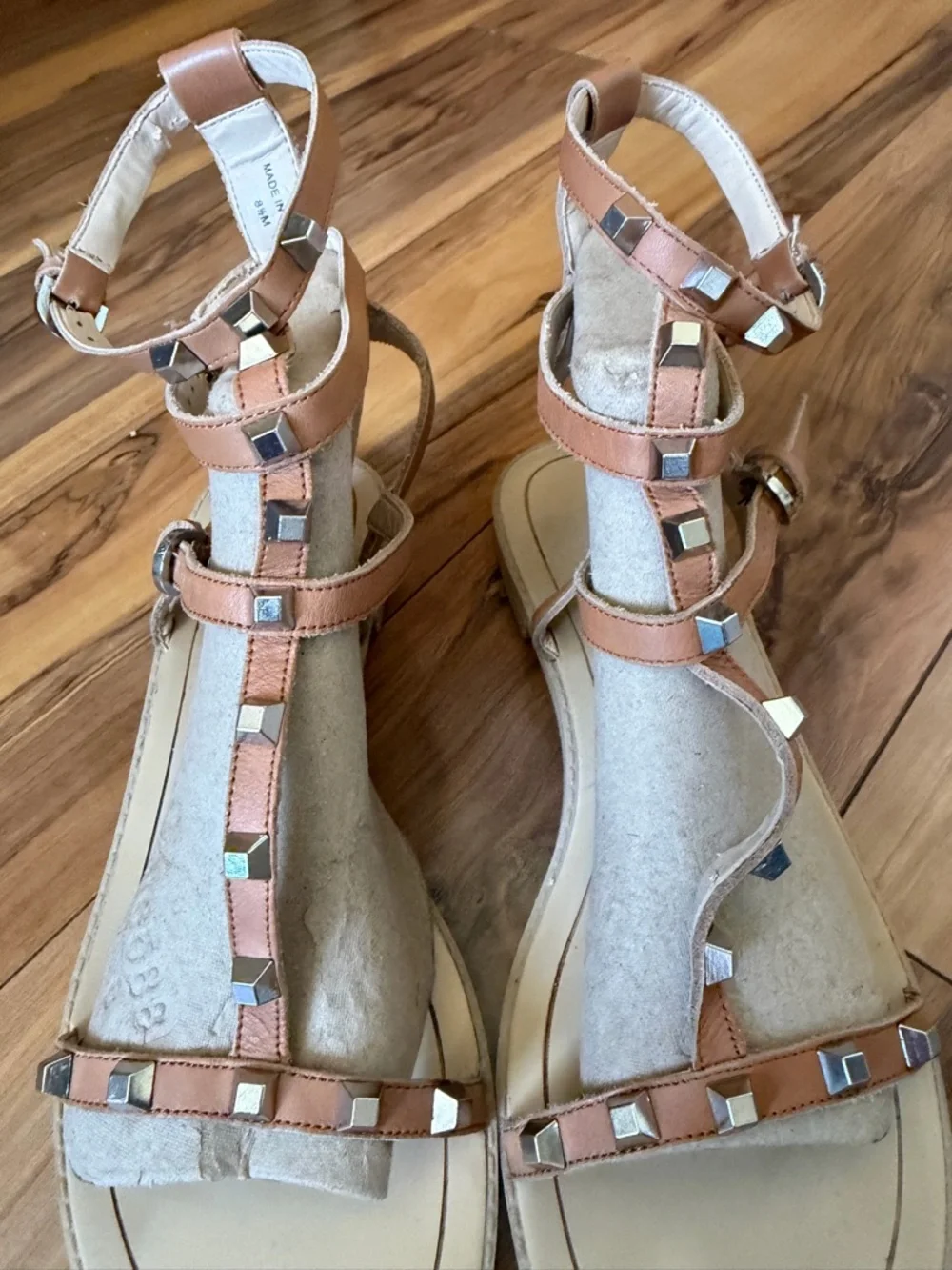 Rebecca Minkoff Women's Tan Gladiator Studded Sandals